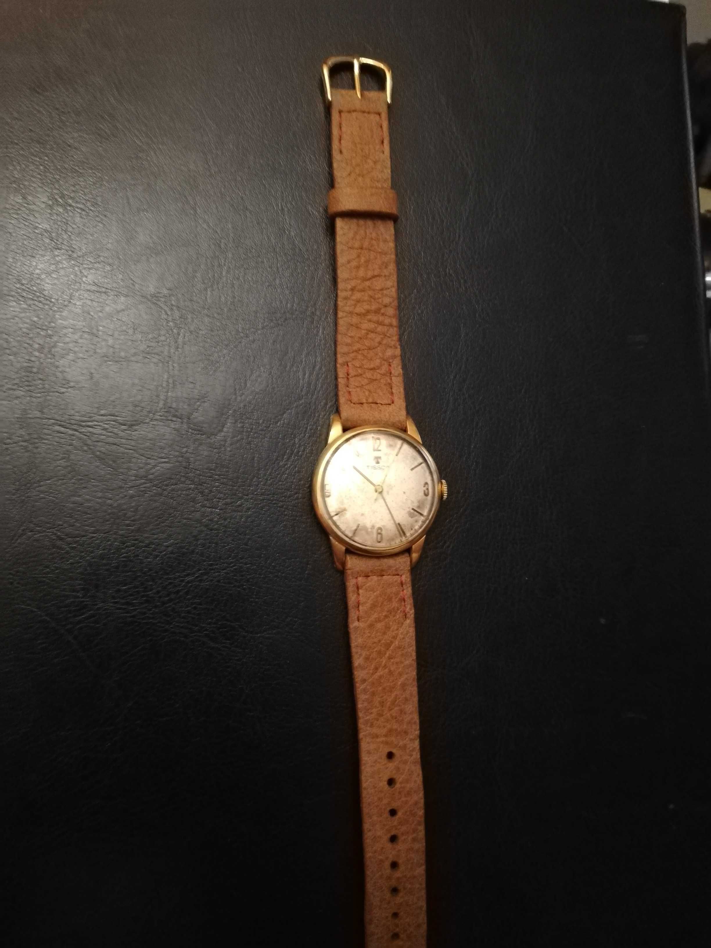 Sprzedam pozłacany męski zegarek Tissot z 1959r, pasek skóra hand made