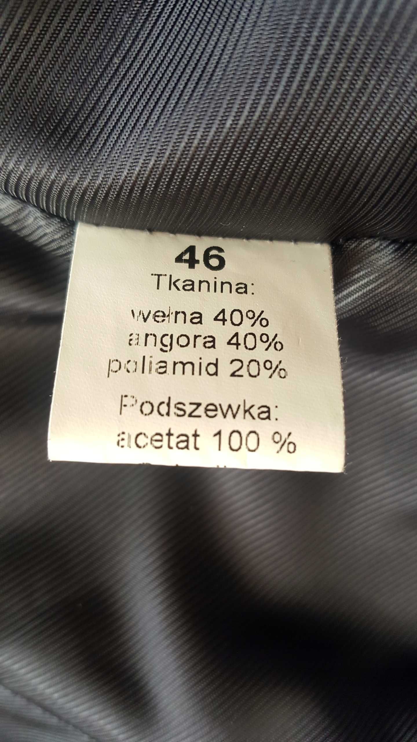 Zimowy płaszcz damski Dziekański Wełna Angora 46