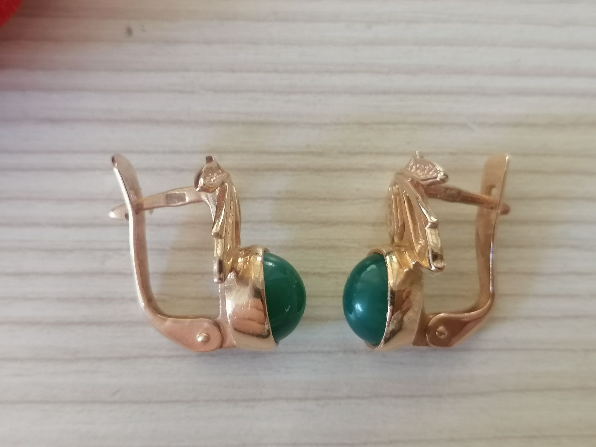 Серьги, хризопразы, 585, звезда