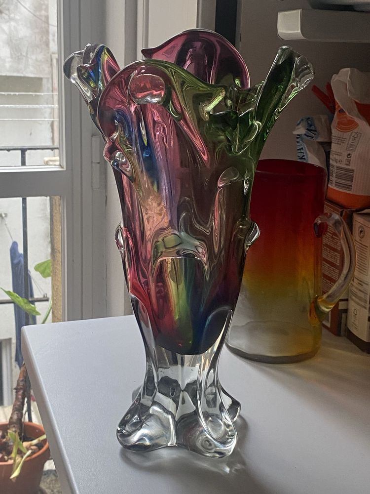 Vaso floreira Lead Crystal Multicolor (anos 80)
