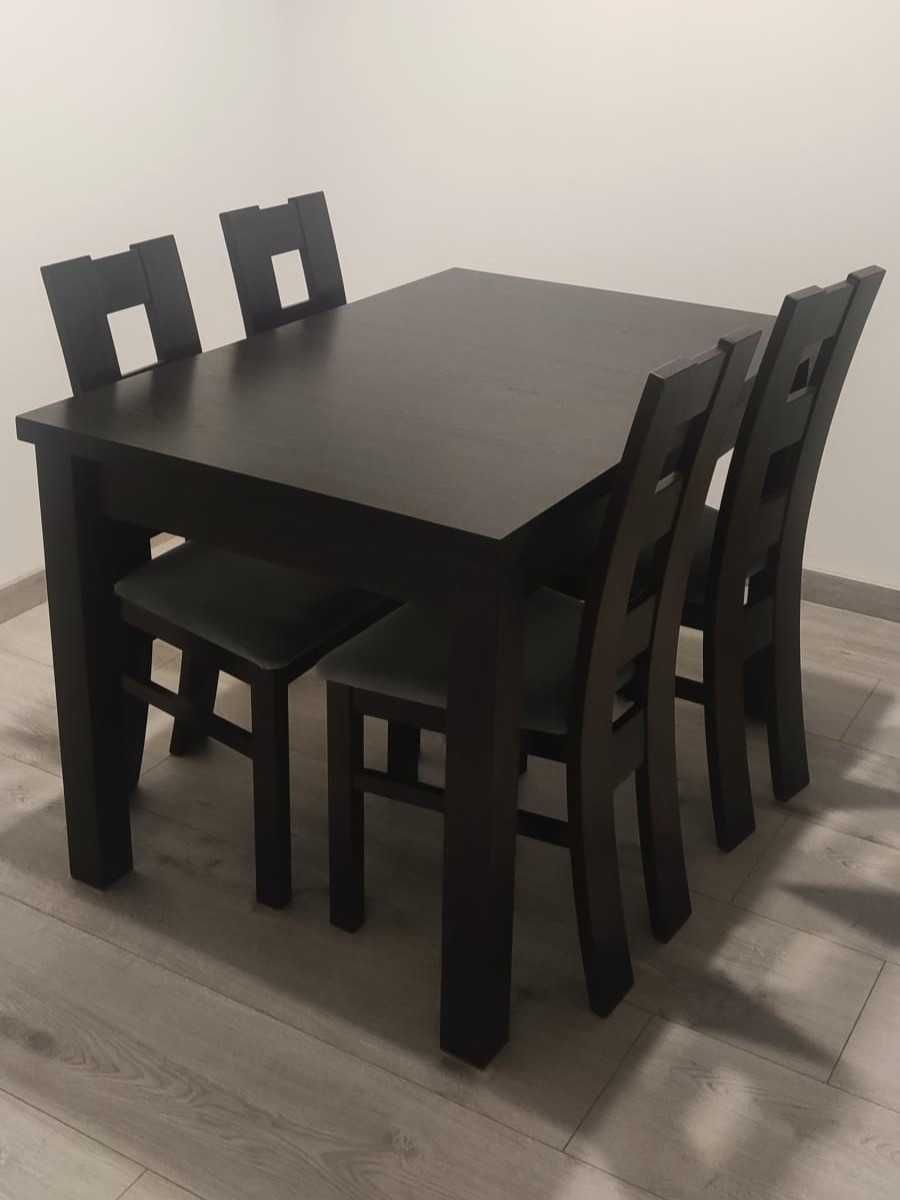 Stół rozkładany 120/160x80 + 4 krzesła kolor wenge