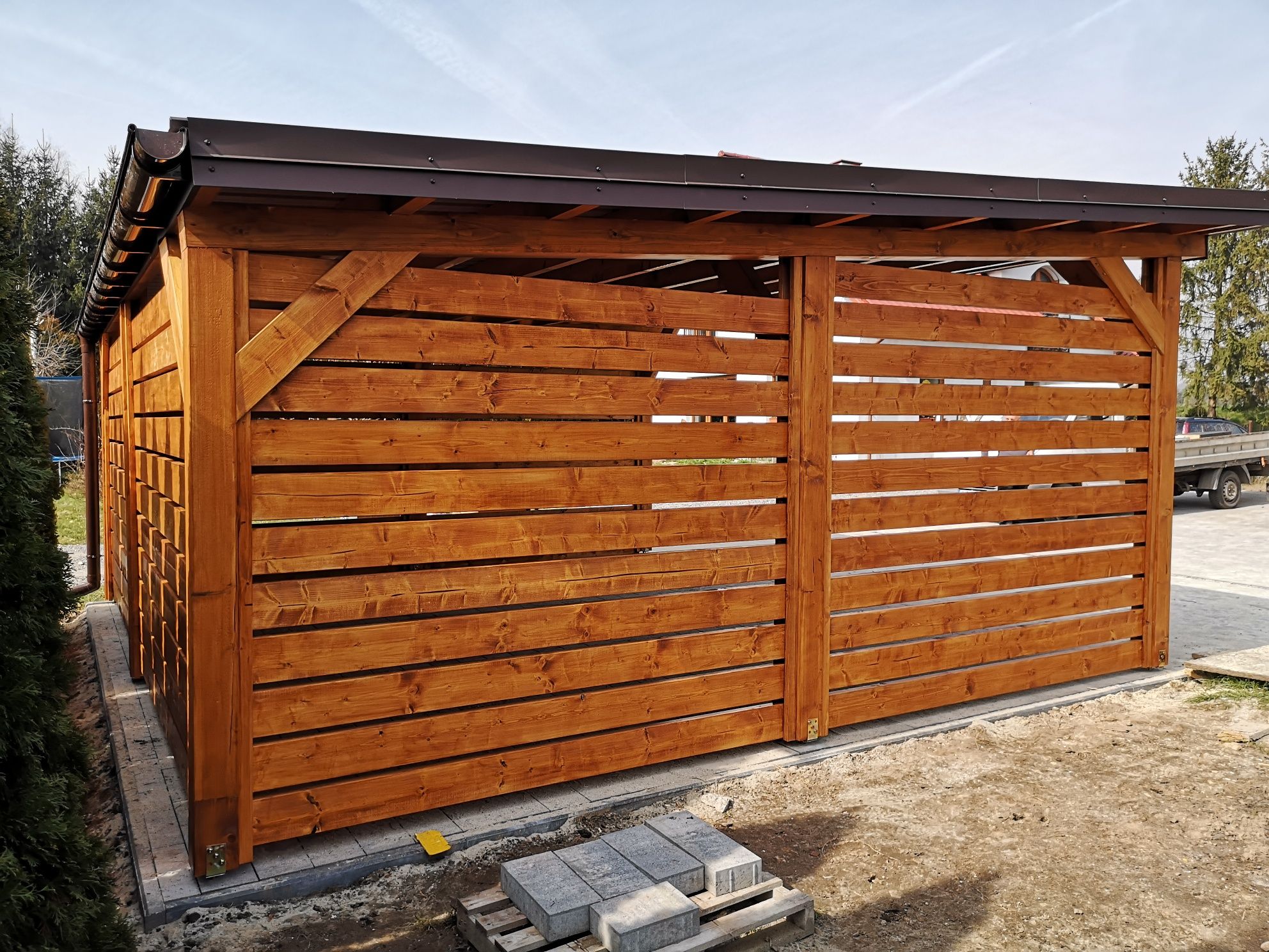 Wiata garażowa drewniana carport altana ogrodowa garaż zadaszenie