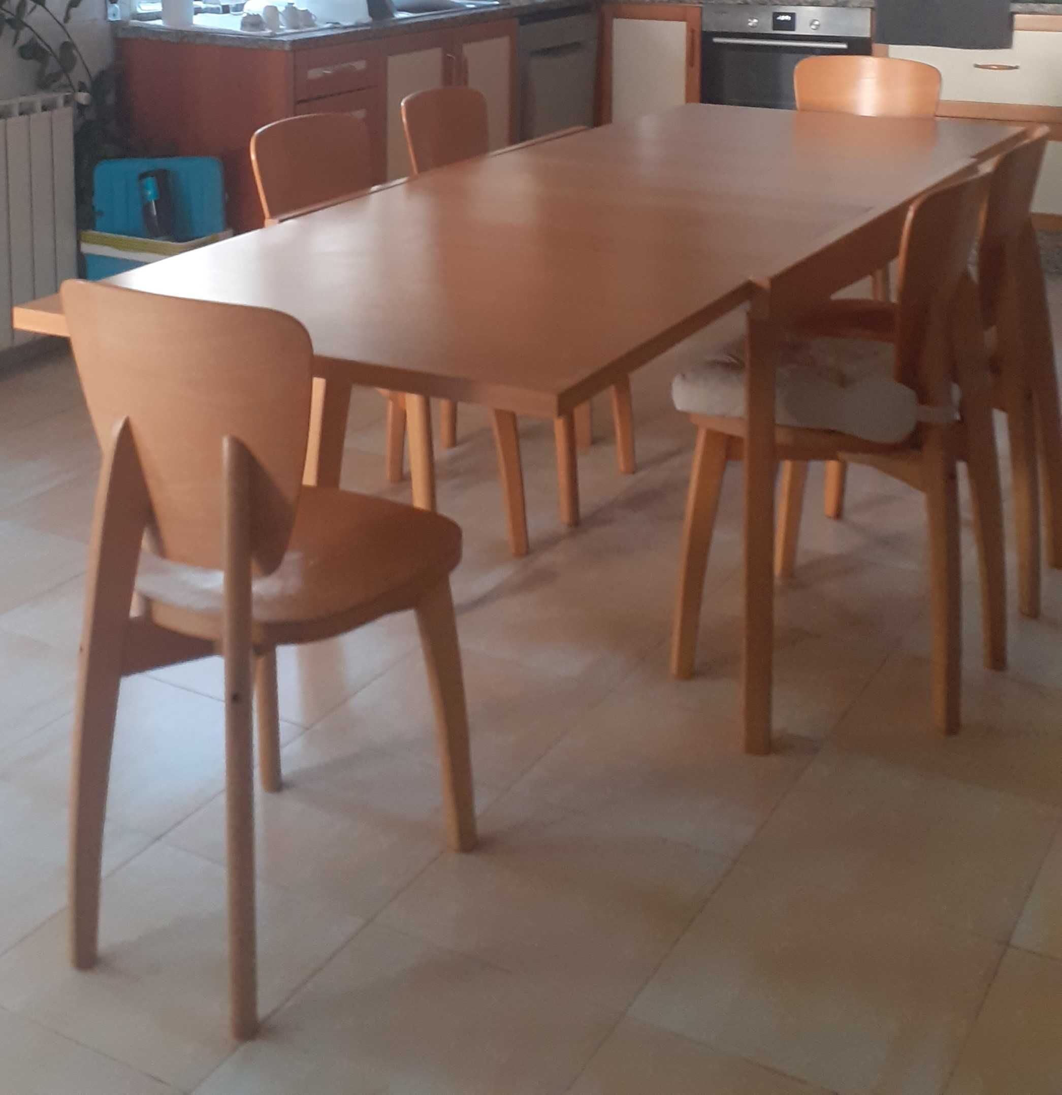 Mesa de Cozinha extensível + 6 Cadeiras