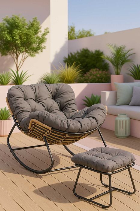 Fotel Bujany Z Podnóżkiem Sofa Wypoczynkowa Tarasowa Ogrodowa Bujak