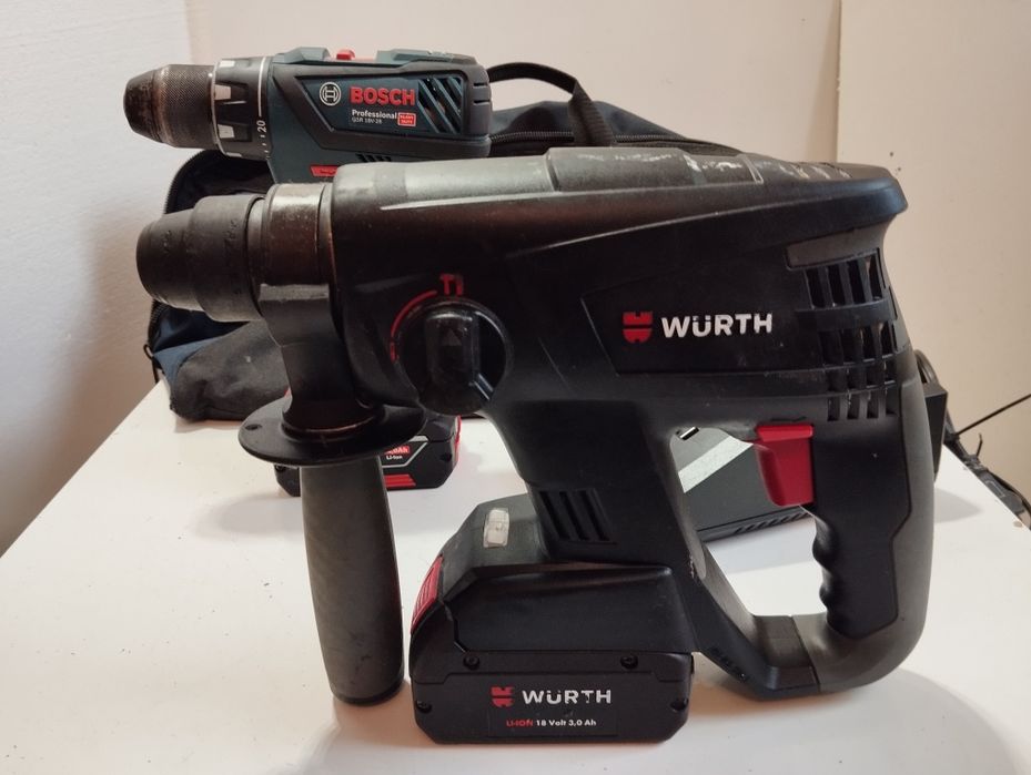 Zestaw akumulatorowy BOSCH WURTH młotowiertarka i wkrętarka 18 v