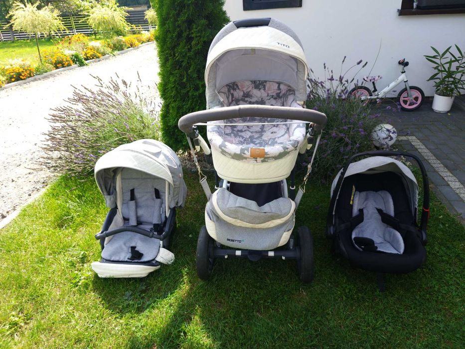 Wózek 3w1 Bebetto Tito – gondola, spacerówka, fotelik