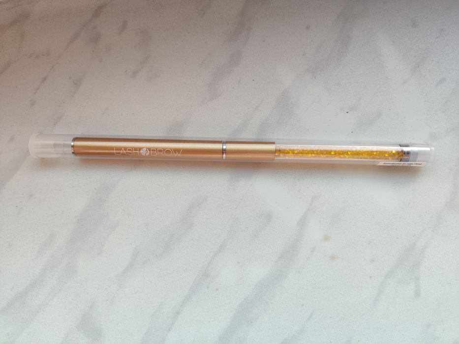 Szczoteczka do rzęs i brwi - złota z kryształkami