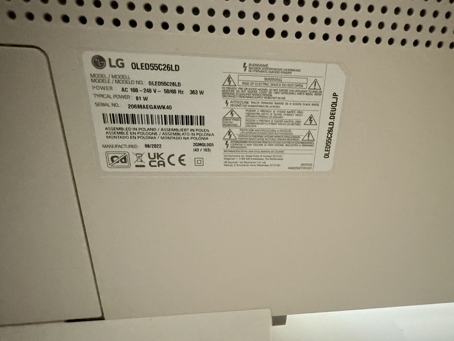 TV OLED 55” Linha C Model: OLED55C26LD