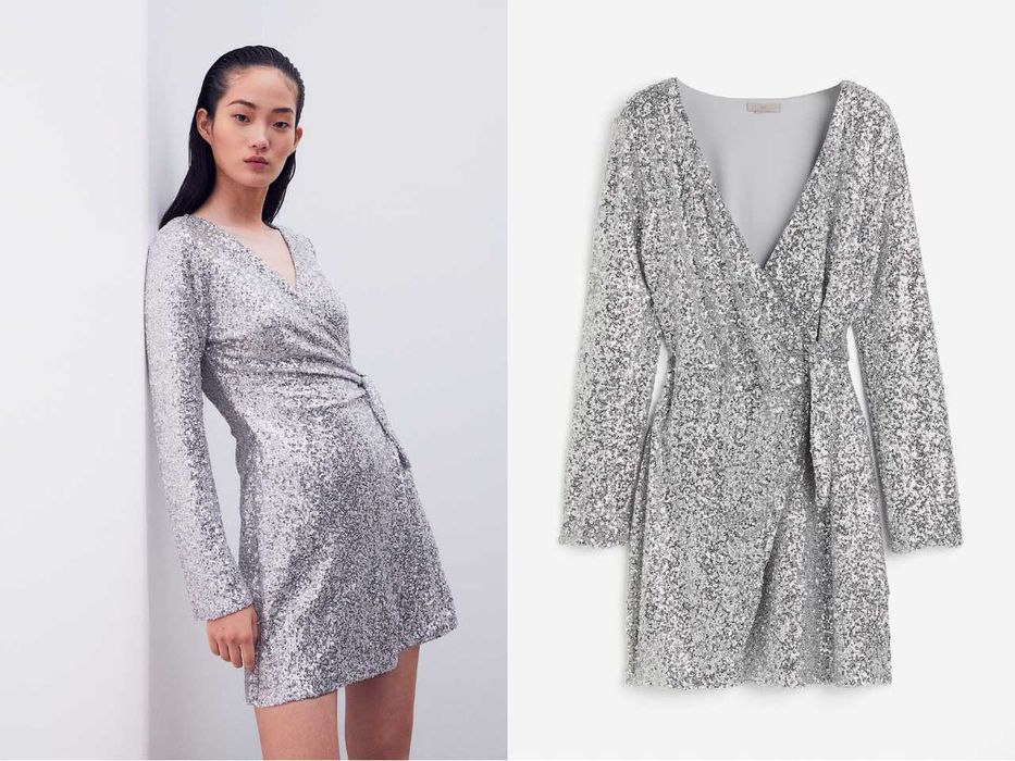 Сукня з паєтками лелітками на запах H&M XS