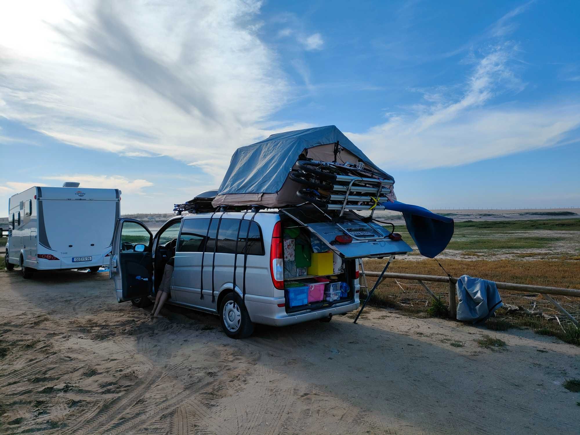 Tenda de tejadilho "Gobi 160" com anexo "Vorzelt Gobi 160"