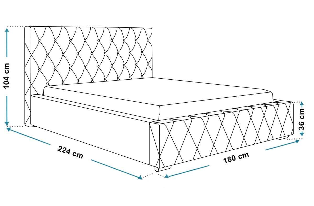 Łóżko LUX4 Glamour 160x200 stelaż pojemnik kryształki