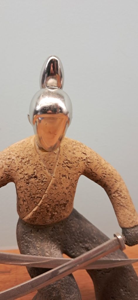 Unikat figurka rzeźba Samuraj metal art deco