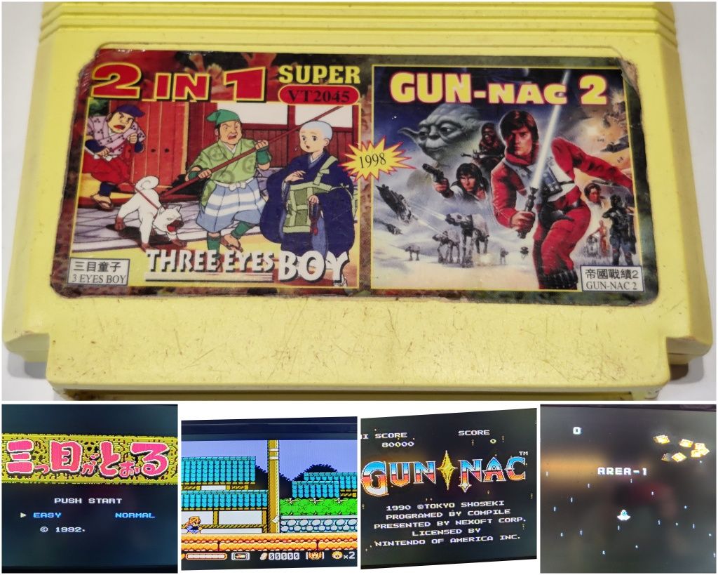 Gra Three-Eyed One i Gun Nac Pegasus Nintendo Famicom kartridż dyskiet
