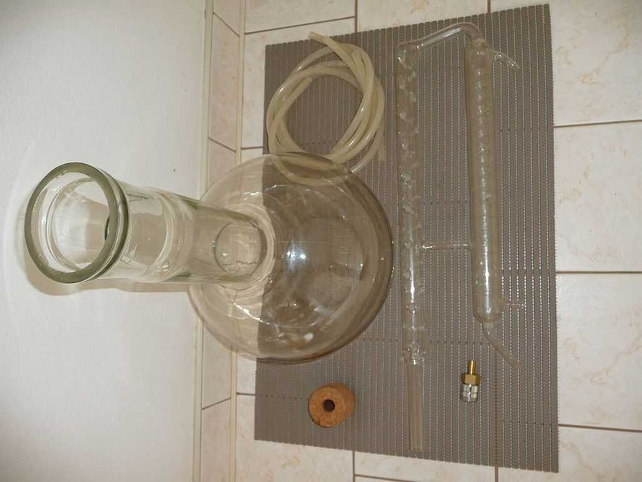 Destylator laboratoryjny do alkoholi. kolba10L+deflegmator z chłodnicą