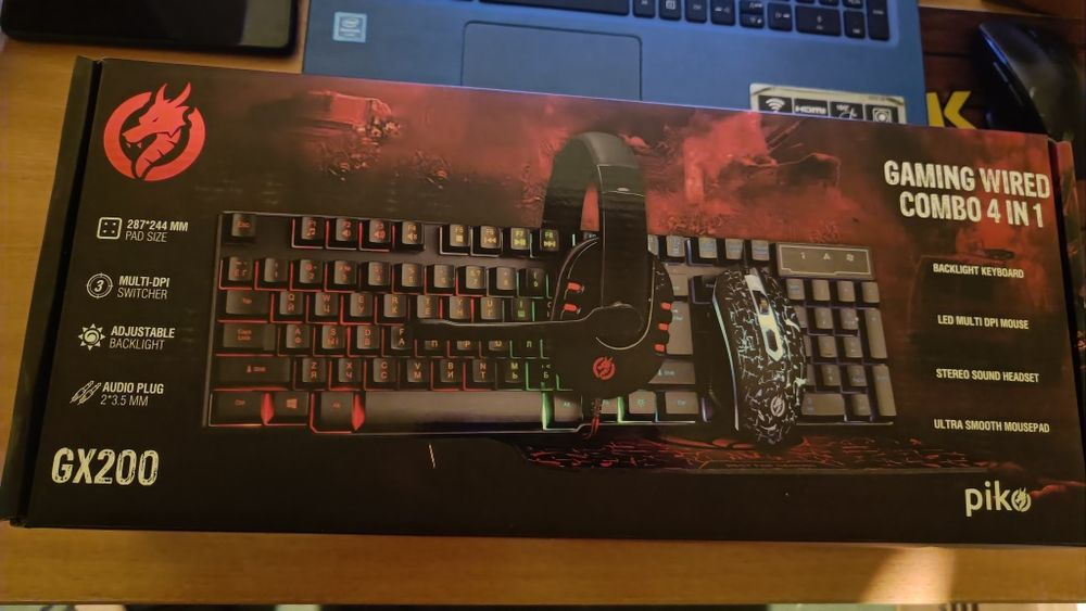 Ігровий комплект Piko GX200 4в1 (клавіатура, миша, навушники, килимок)
