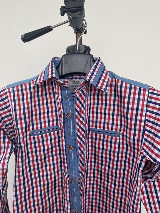 Koszula dla chłopca nowa 116 wzrost w kratkę czerwoną długi rękaw