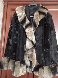 Кожаная куртка , манто с мехом шиншиллы