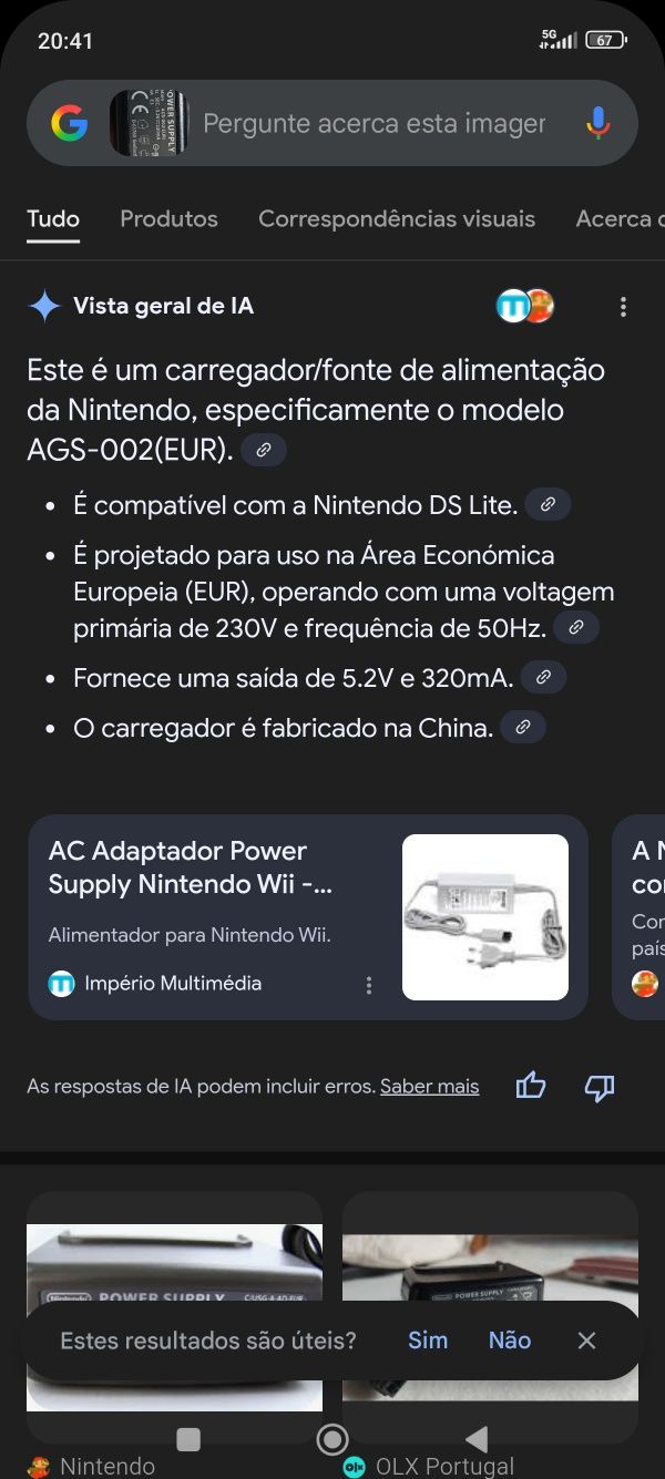 Carregador nintendo