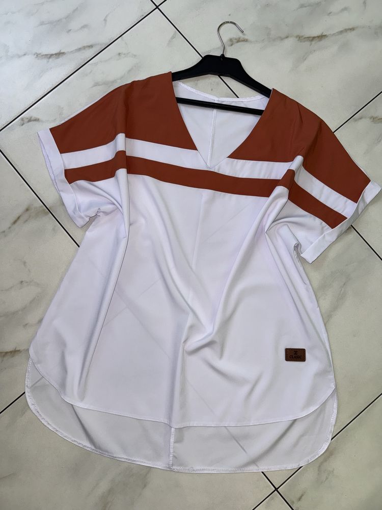 Женская белая удлиненная рубашка бруза кофточка 2xl-3xl (54-56)