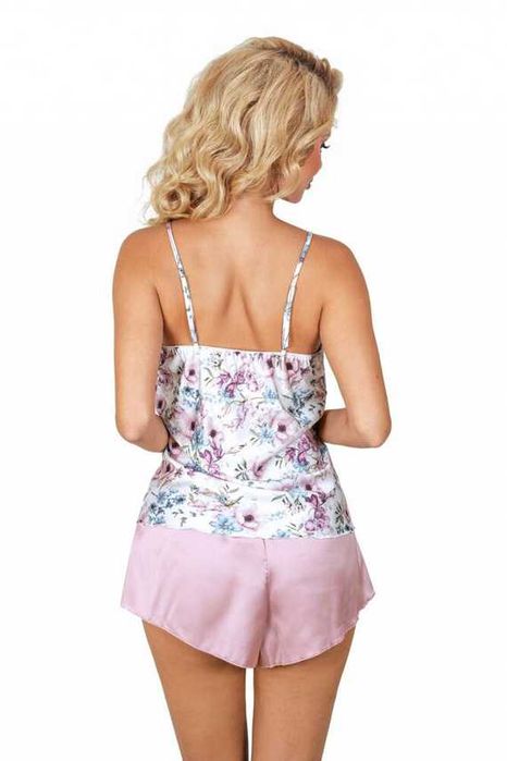 Piżamka satynowa Donna Rosa XXL w kwiaty na lato