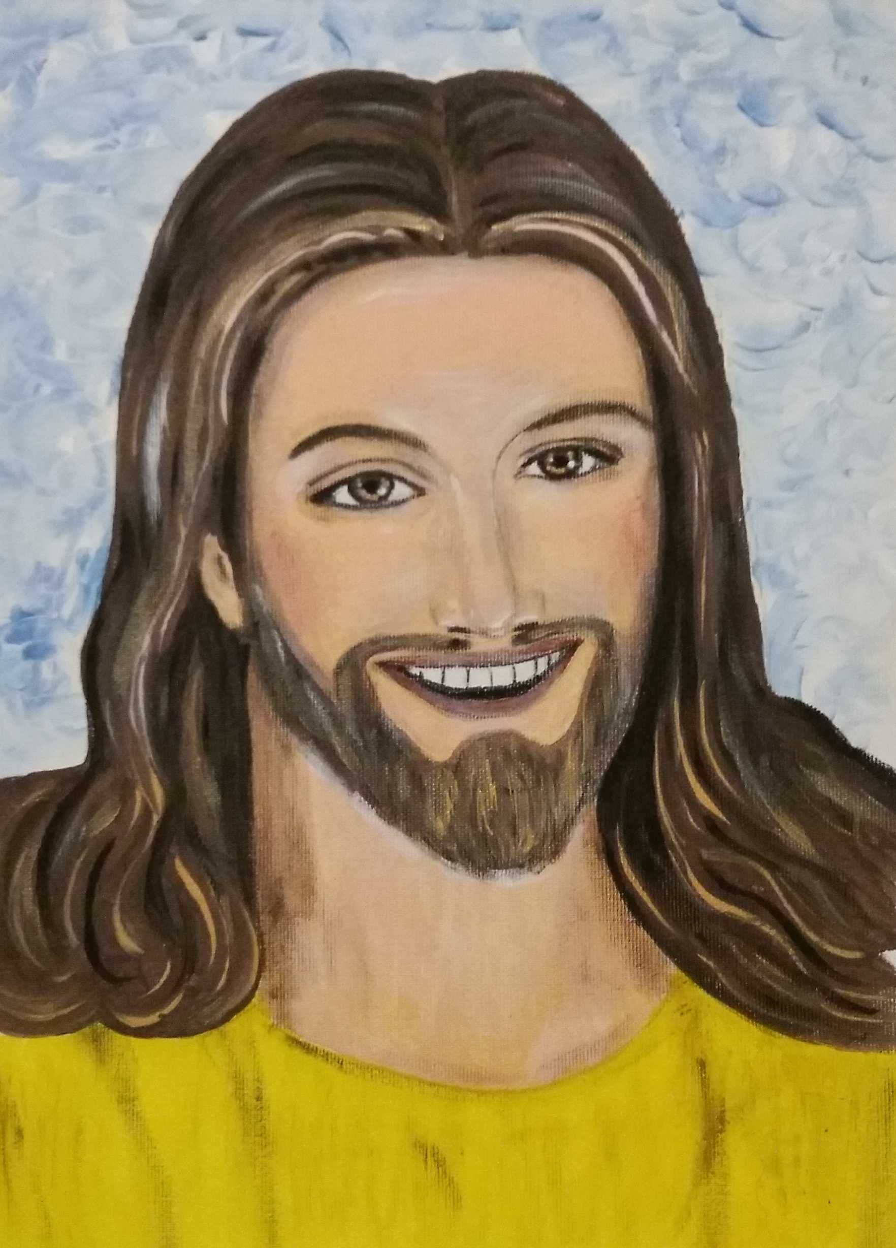 Obraz z cyklu "Kochający Jezus" v2 - akryl na płótnie 21x30 cm