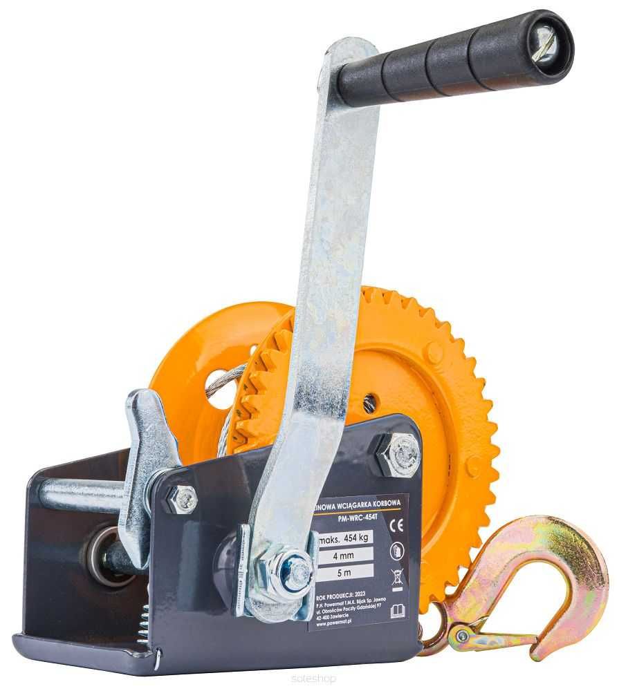 POWERMAT Linowa Wciągarka Wyciągarka Korbowa Ręczna 454kg 5m PM1266