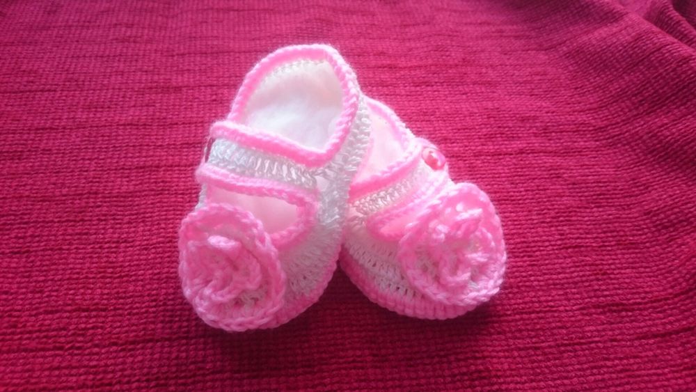 Buciki niemowlęce na szydełku dla dziewczynki do sesji zdjęciowej nowe