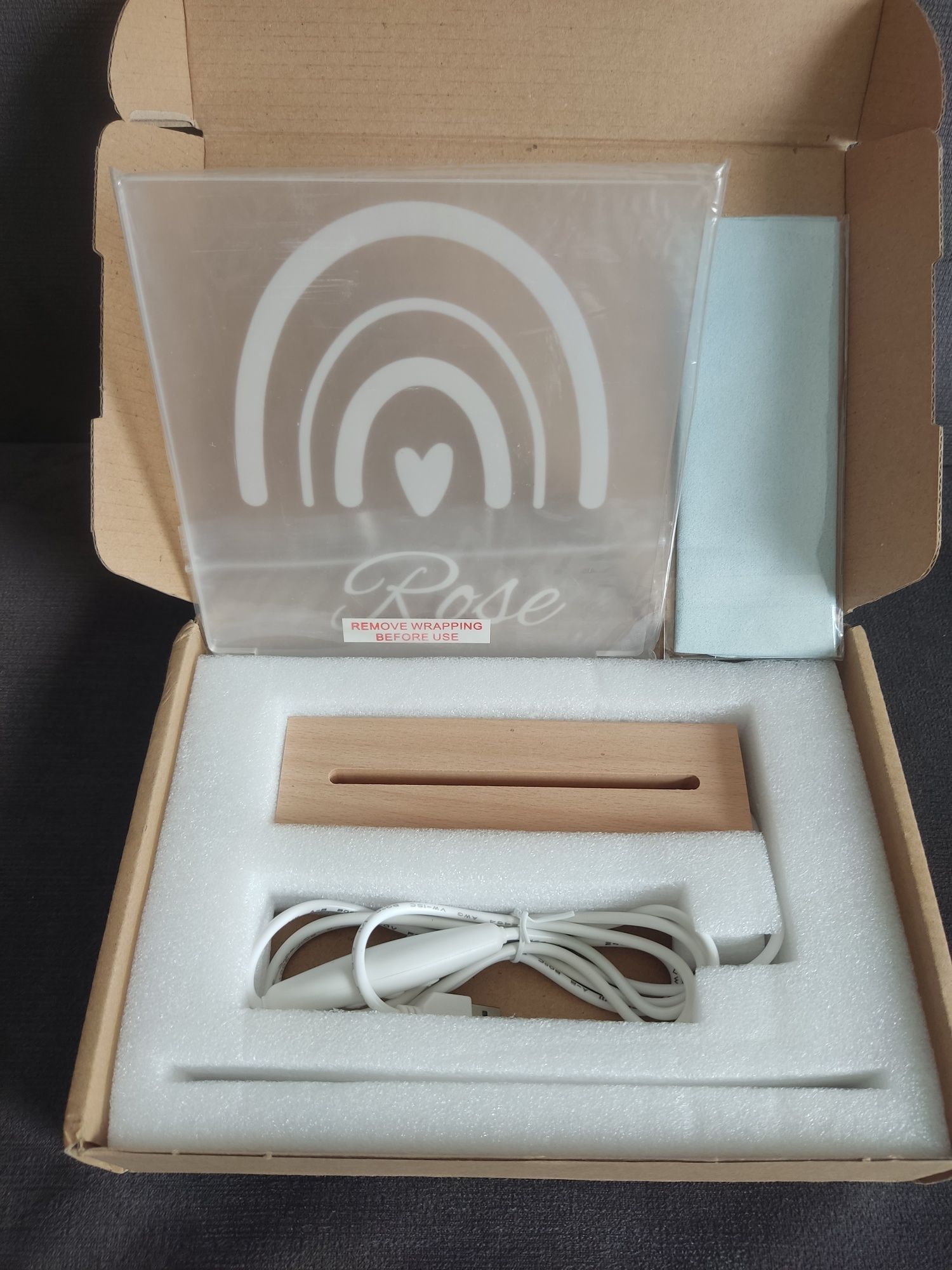 Podstawka LED drewniana lampka usb
