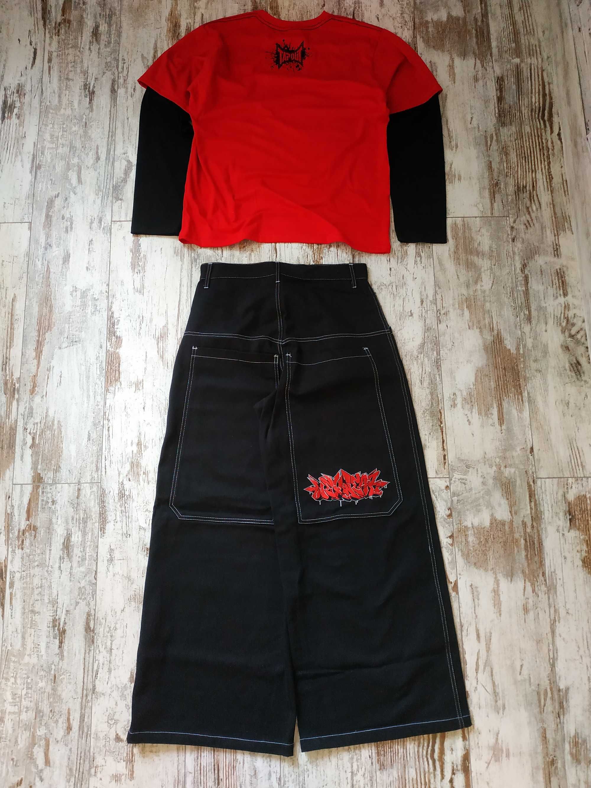 Продам комплект джинси WEXWEAR + лонгслів Tapout two lines RED sk8 Y2K