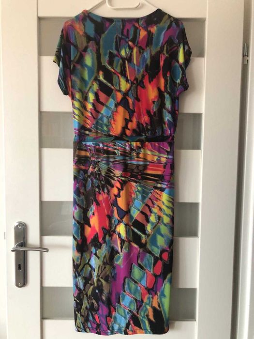 Kolorowa sukienka midi na lato rozm. 40