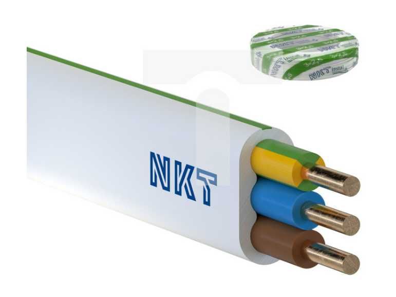 Kabel płaski YDYp instal PLUS 3x2,5mm2 NKT, rolka 100m