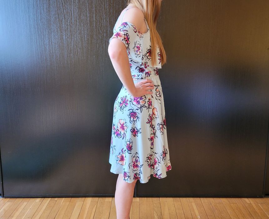 Sukienka błękitna na wesele, S i M