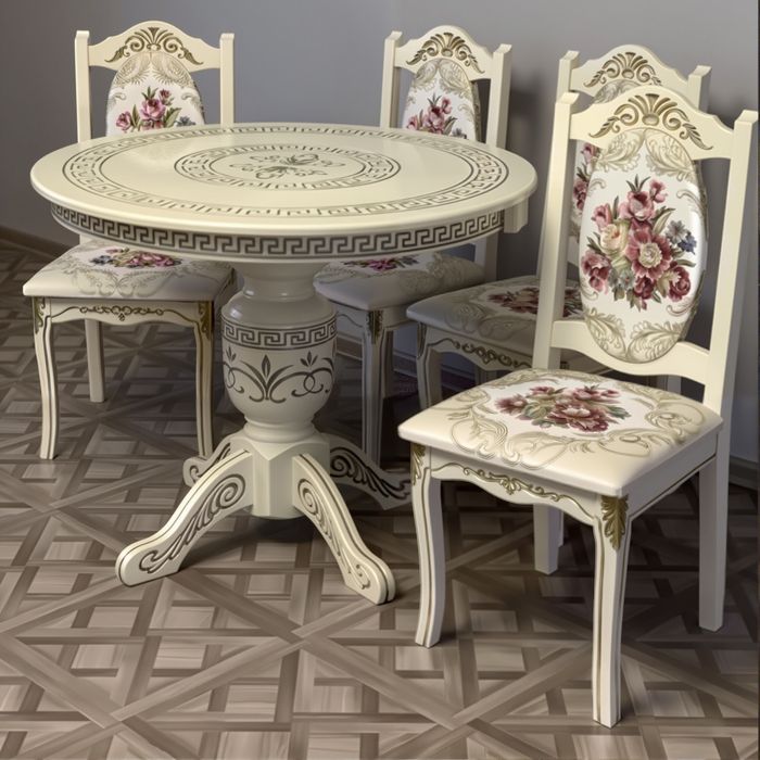 Обідній кухонний розкладний дерев’яний стіл та стільці Кухонный стол