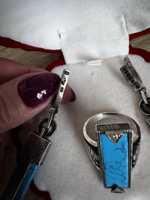 Сережки бирюза срібло, серьги сереброро, 925 проба