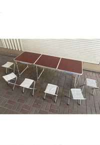 Раскладной ТРОЙНОЙ стол для пикника 1.8 м длина + 6 стульев.