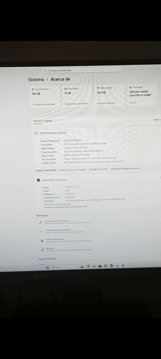 Pc gaming i5 12400f/rtx 4060 ti 16gb/1 tb ssd NVMe/32 ram