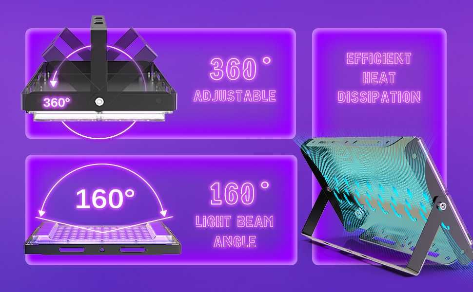 Reflektor UV LED 100 W Lampa z Czarnym Światłem IP66 96 LED 785