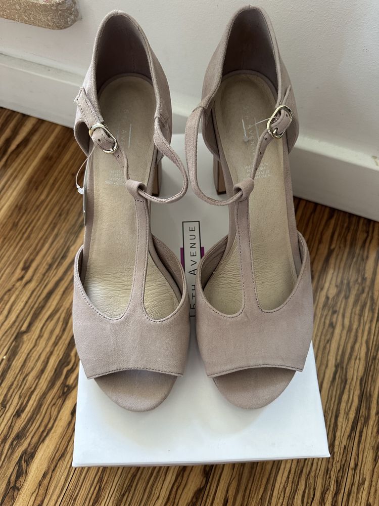 Wysoka eleganckie szare sandały na koturnie 5th avenue 40/41 skora
