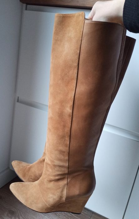 Gestuz brązowe kozaki skórzane zamszowe 40