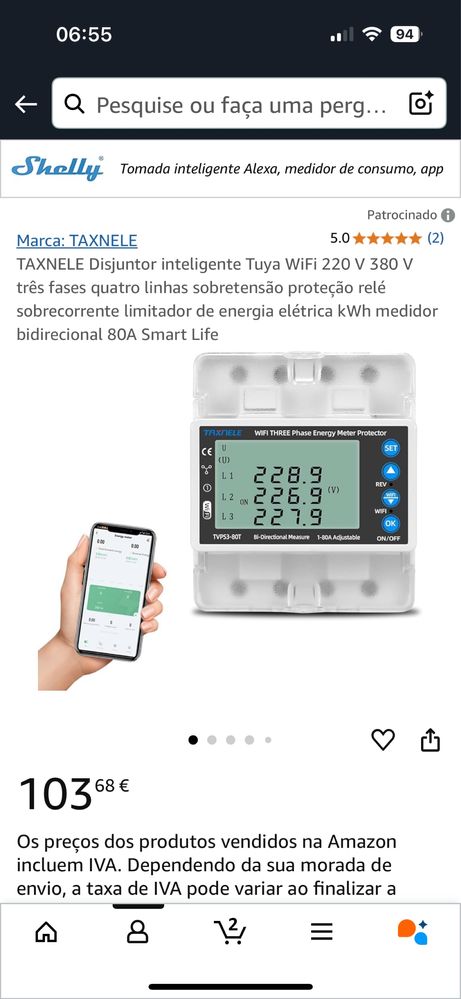 Powermeter/contador trifasico bidirecional wifi