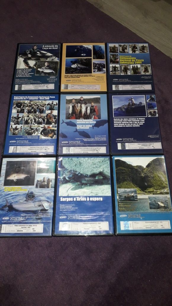 9 DVDs de caça submarina /pesca submarina