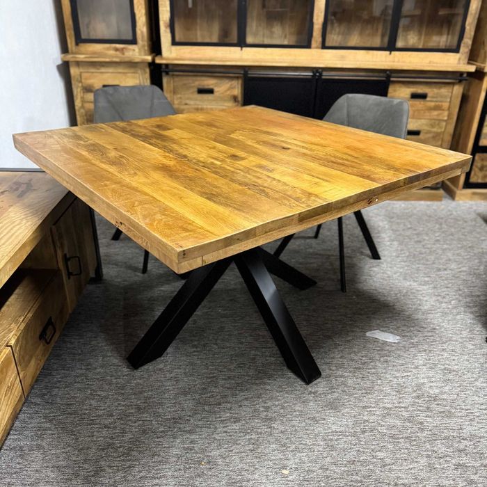 Piekny kwadratowy stół egz drewno mango 120cm styl LOFT Nowy F-Vat
