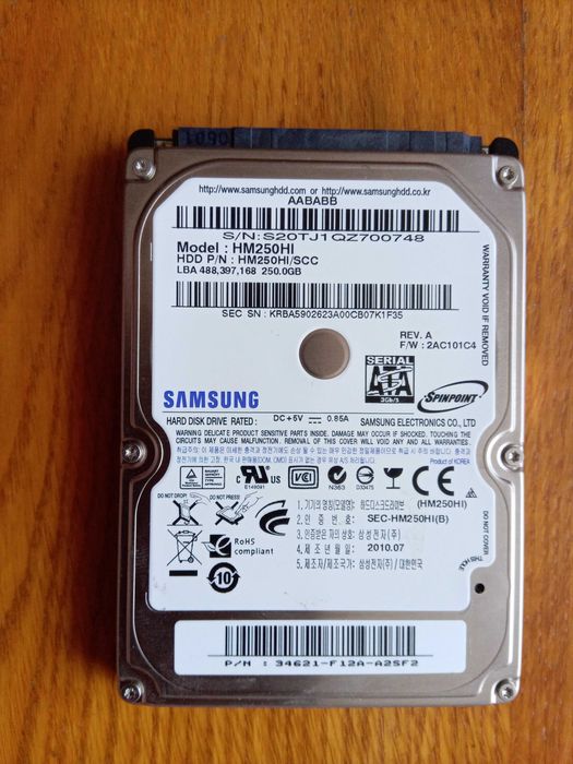 Рабочий жесткий диск Samsung 250Гб SATA HDD видеорегистратор компьютер