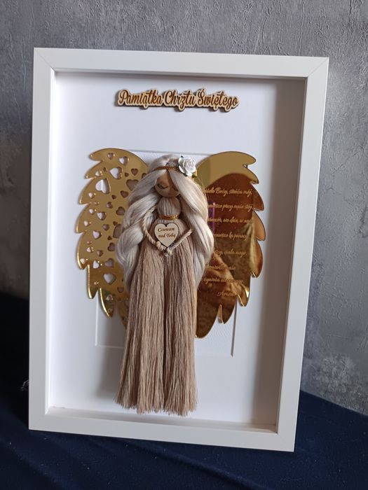 Anioł stróż ,makrama imię prezent komunia chrzest urodziny