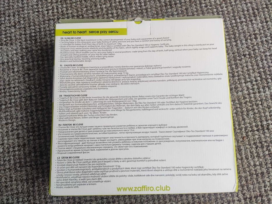 Chusta be close Zaffiro, chusta do noszenia niemowlaka