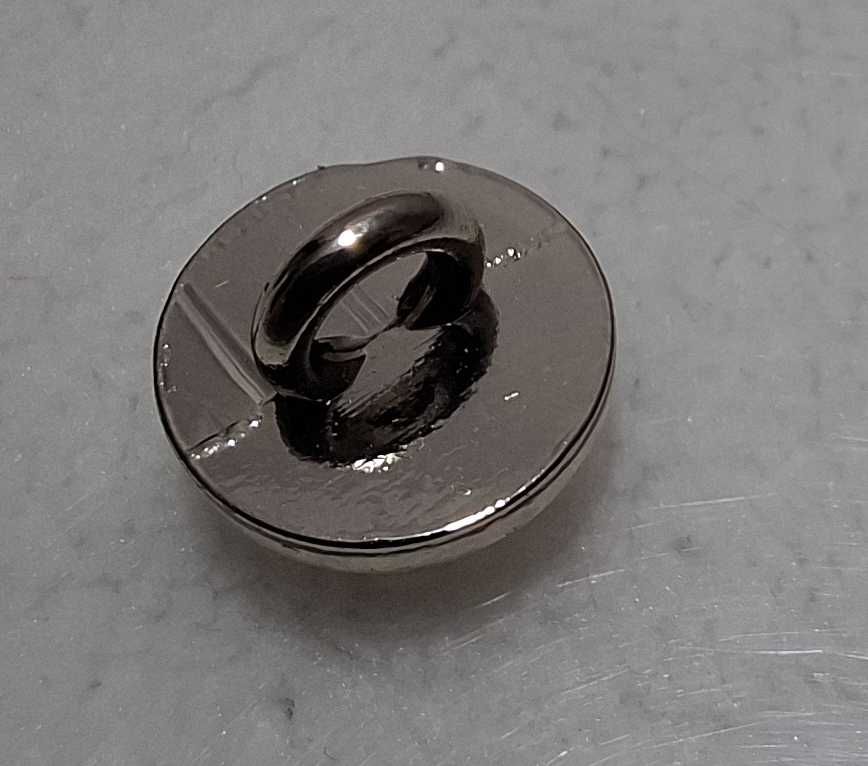 Guzik na stopce, okrągły, gładki, kolor srebrny, 10x6mm