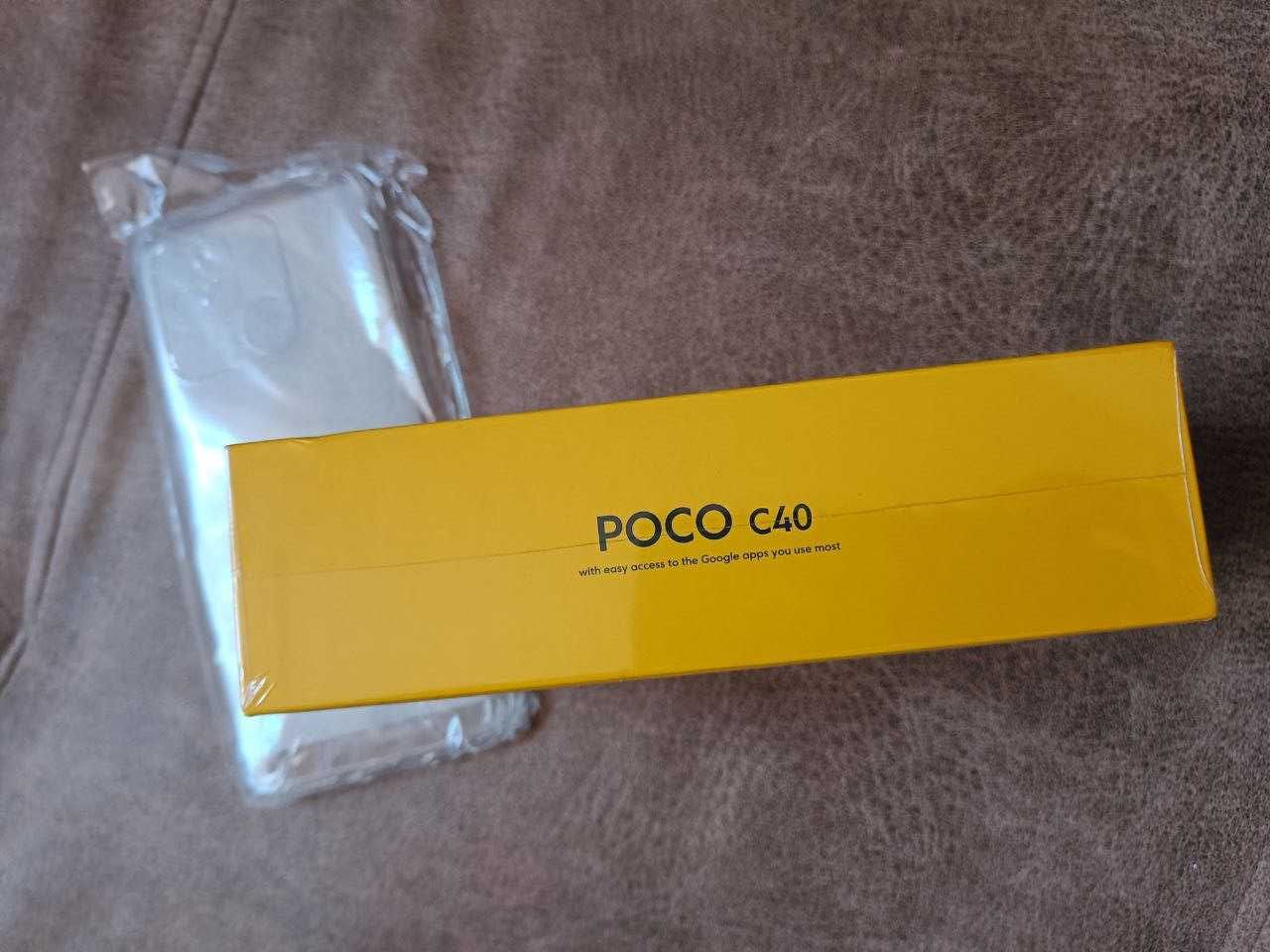 Poco C40 4/64Gb Global Black + Чехол, защитное стекло