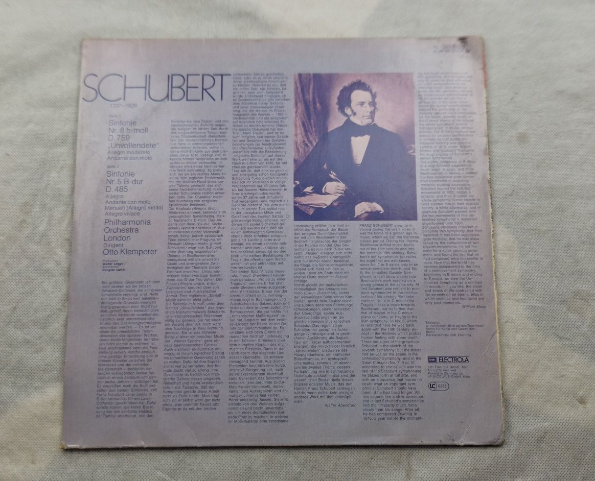 LP Schubert - Sinfonien Nr. 5 & 8 Unvollendete