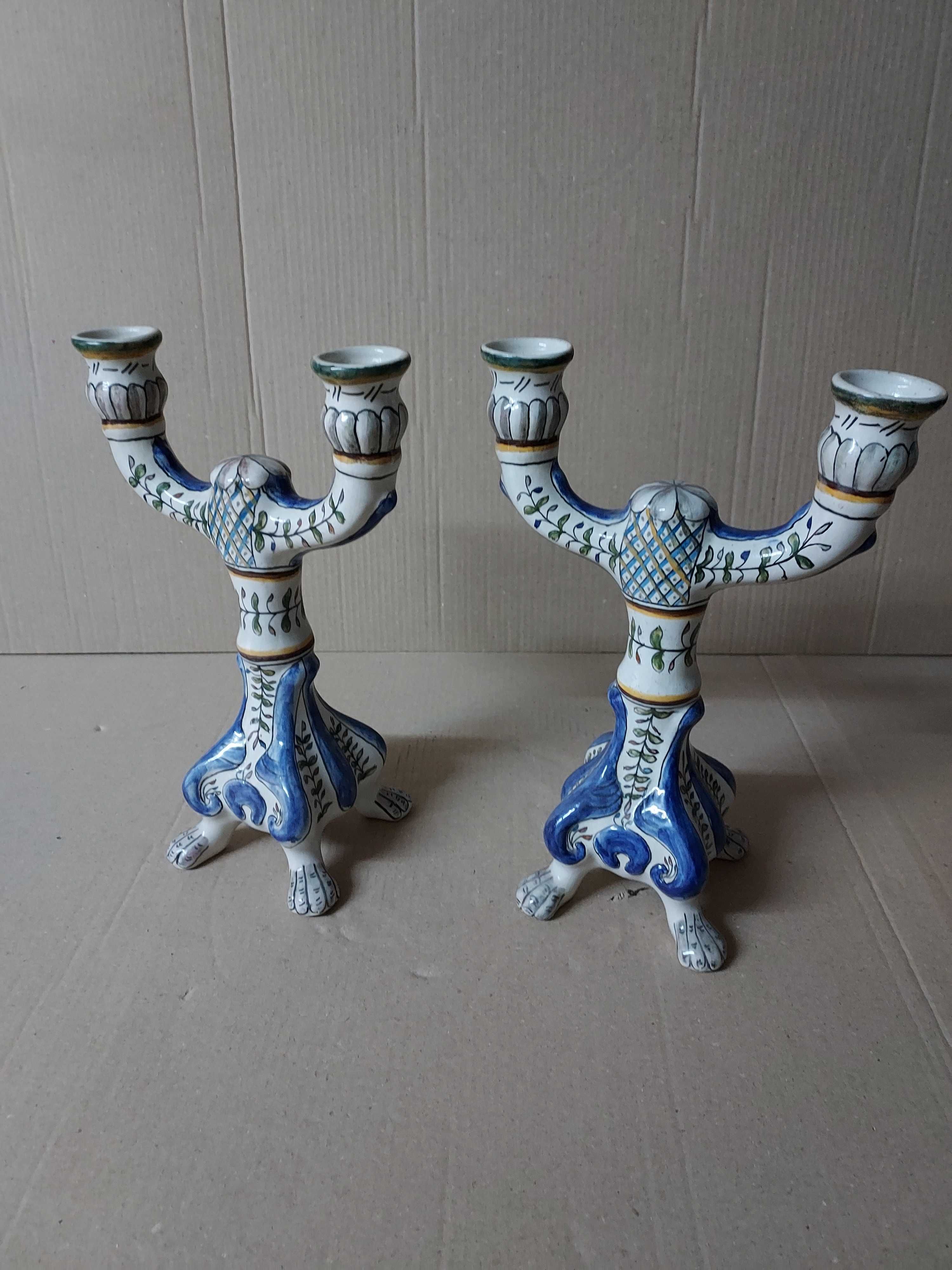 Castiçal Pintado à Mão – Suporte para 2 Velas