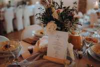 Deseczki drewniane na stół pod karty weselne